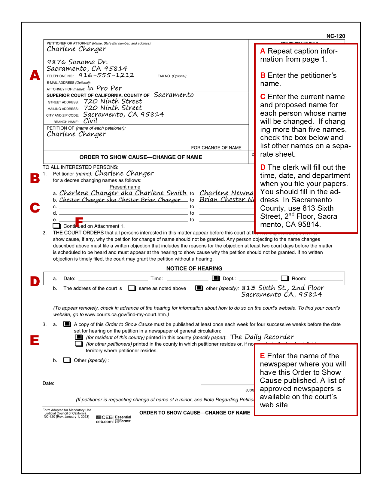Order to Show Cause - Change of Name (NC-120)
