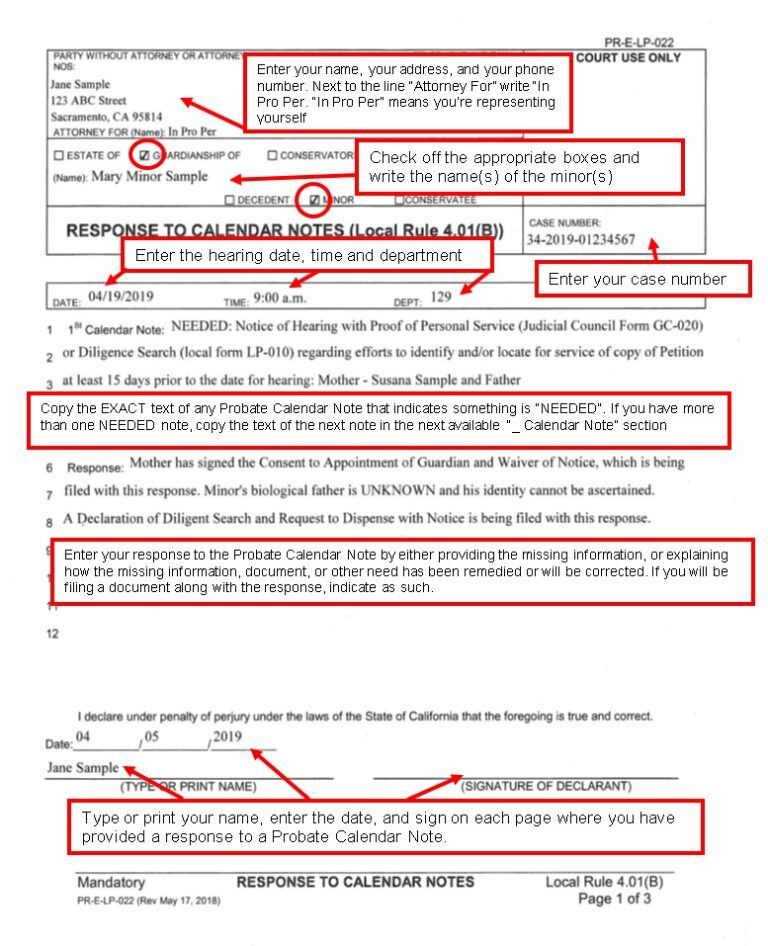 Clearing Probate Calendar Notes for Guardianship or Conservatorship