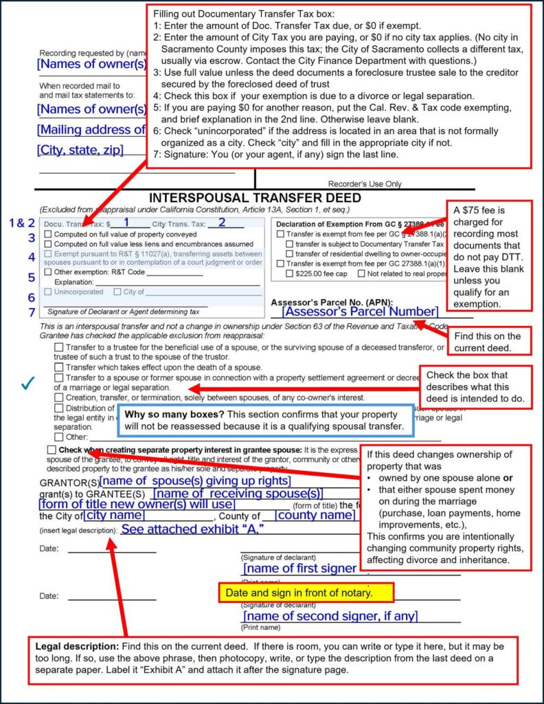 Sample Interspousal Transfer Deed