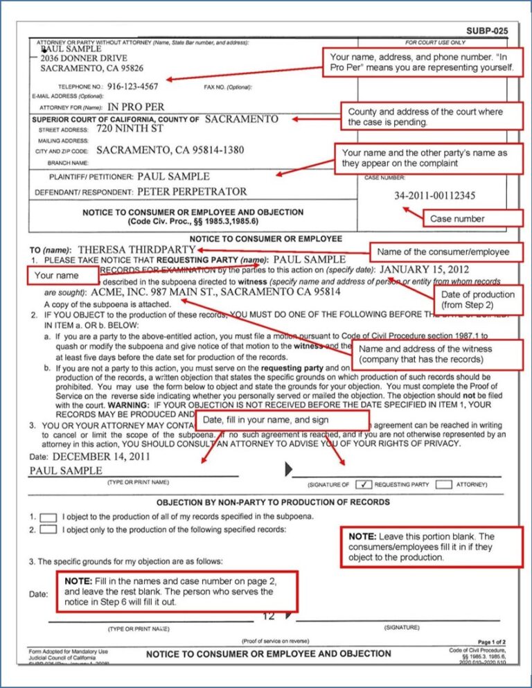 Discovery: Business Records Subpoena For Consumer/Employee Records ...