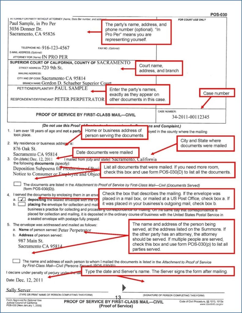 Proof of Service by Mail (POS-030)