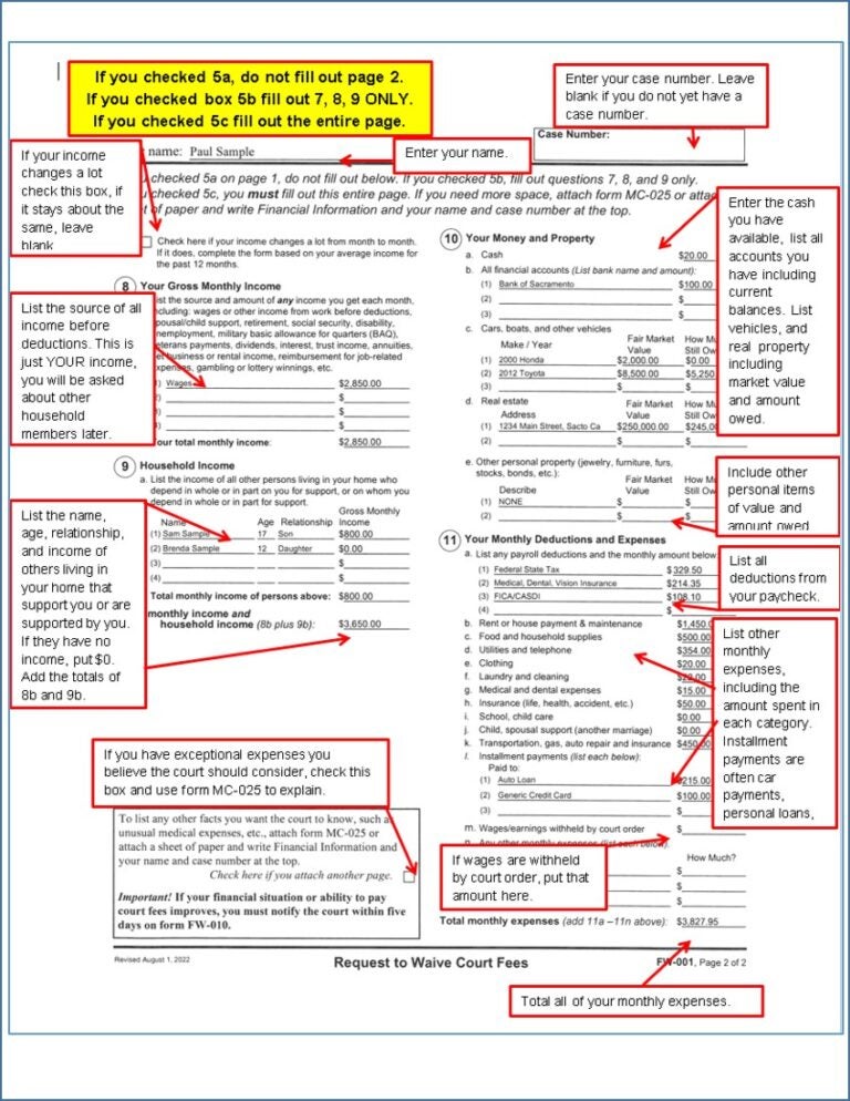 Fee Waivers Ask the Court to Waive or Lower the Cost of Fees