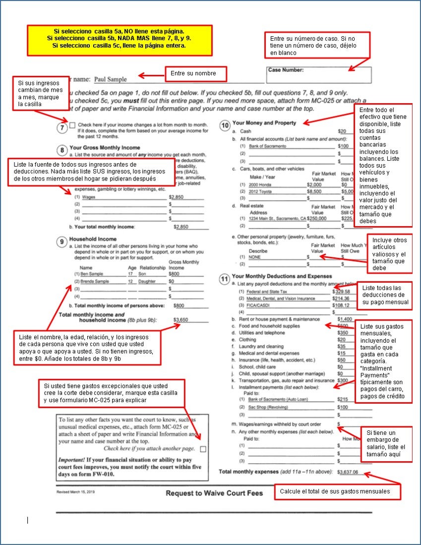 Exencion de cuotas (Fee waivers) Sacramento County Public Law Library