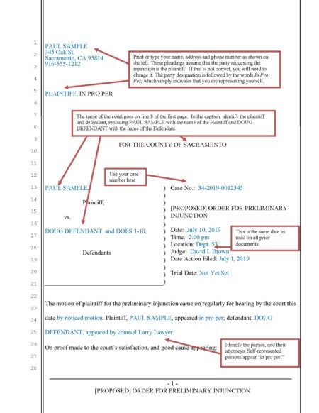 Injunction by Noticed Motion - Sacramento County Public Law Library