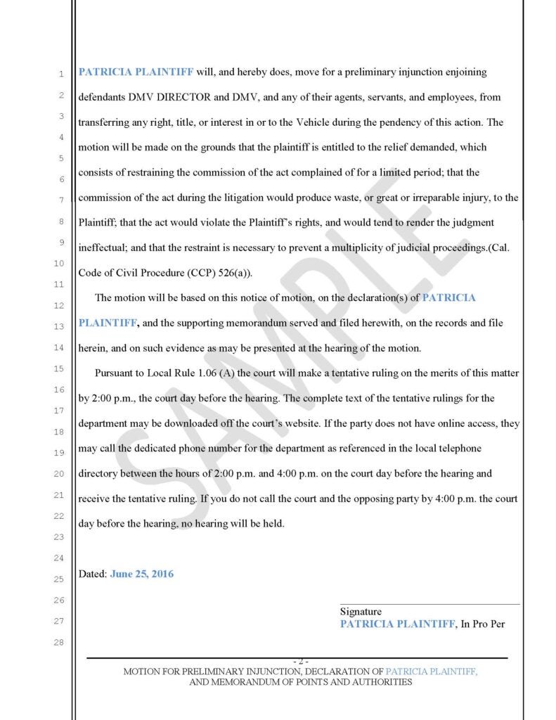 Motion for Preliminary Injunction (page 2)