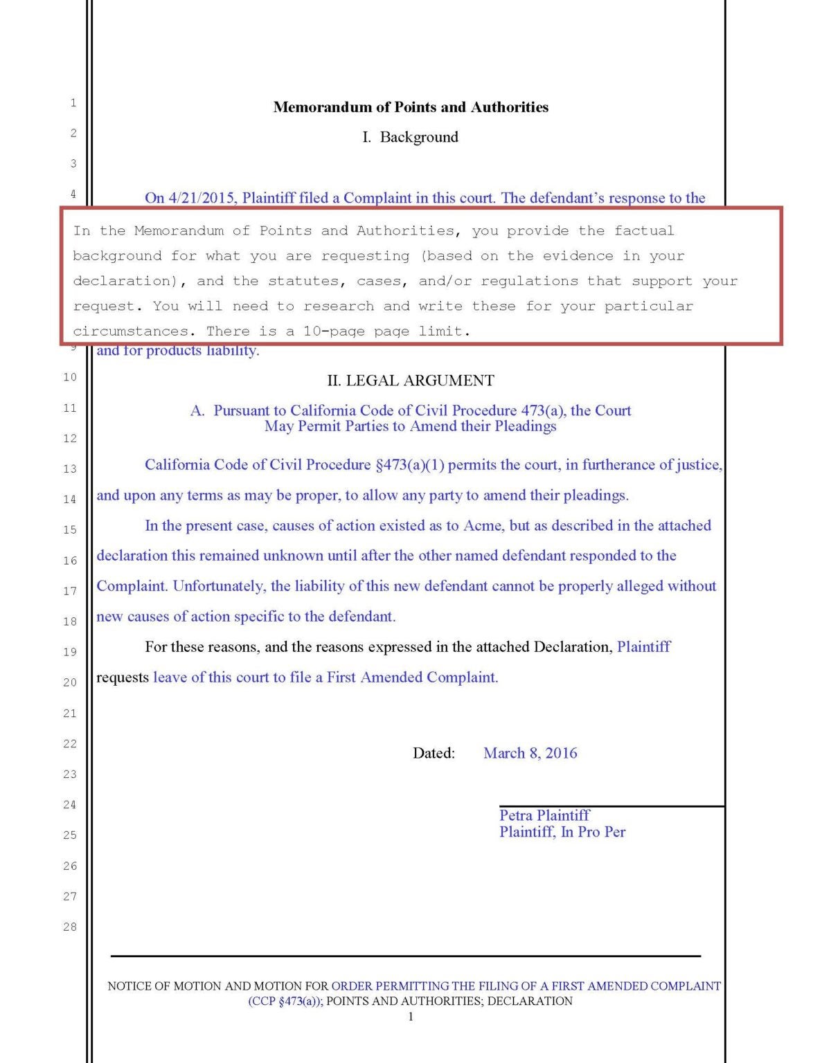 Motions in Civil Cases - Sacramento County Public Law Library