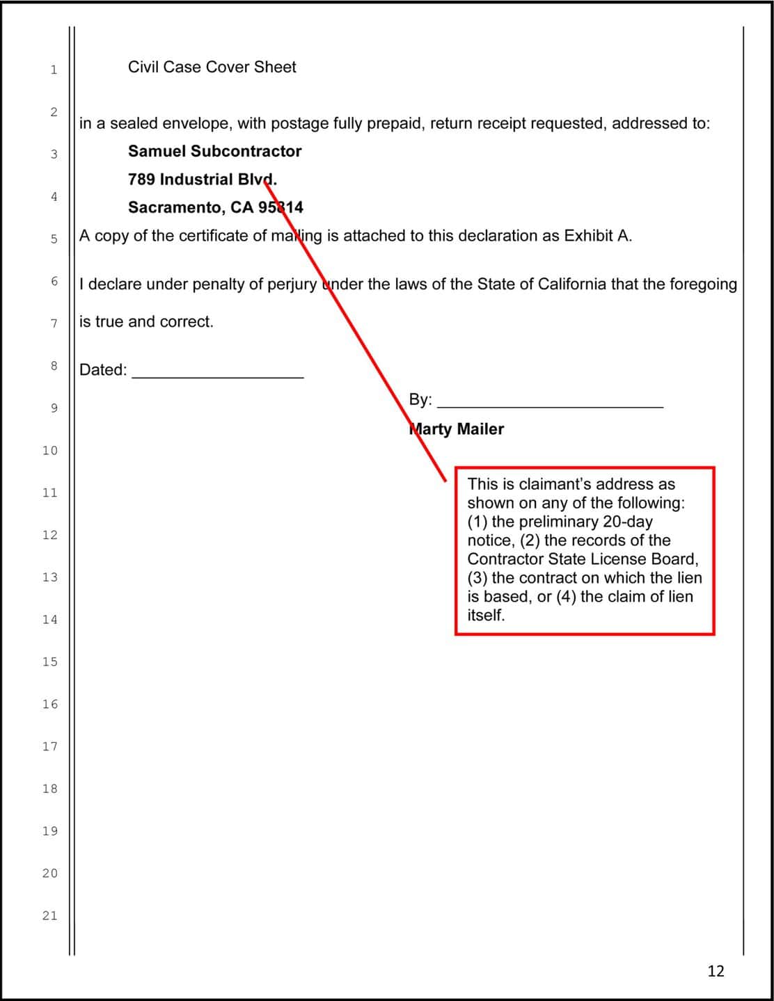 Example of page 2 of the Notice of Hearing on Petition for release of property from lien, with instructions