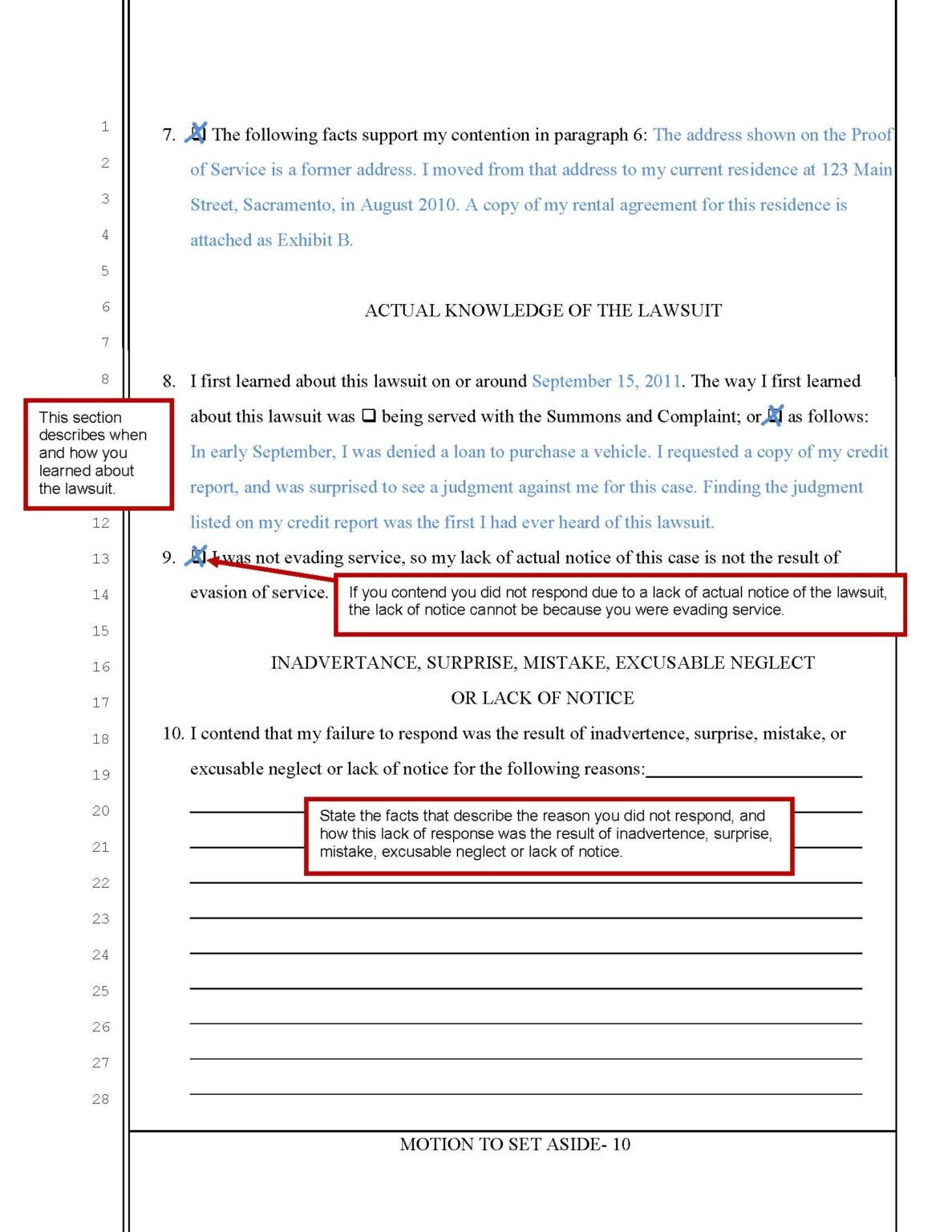 Motion to Set Aside (Relief from Default Judgment) Sacramento County