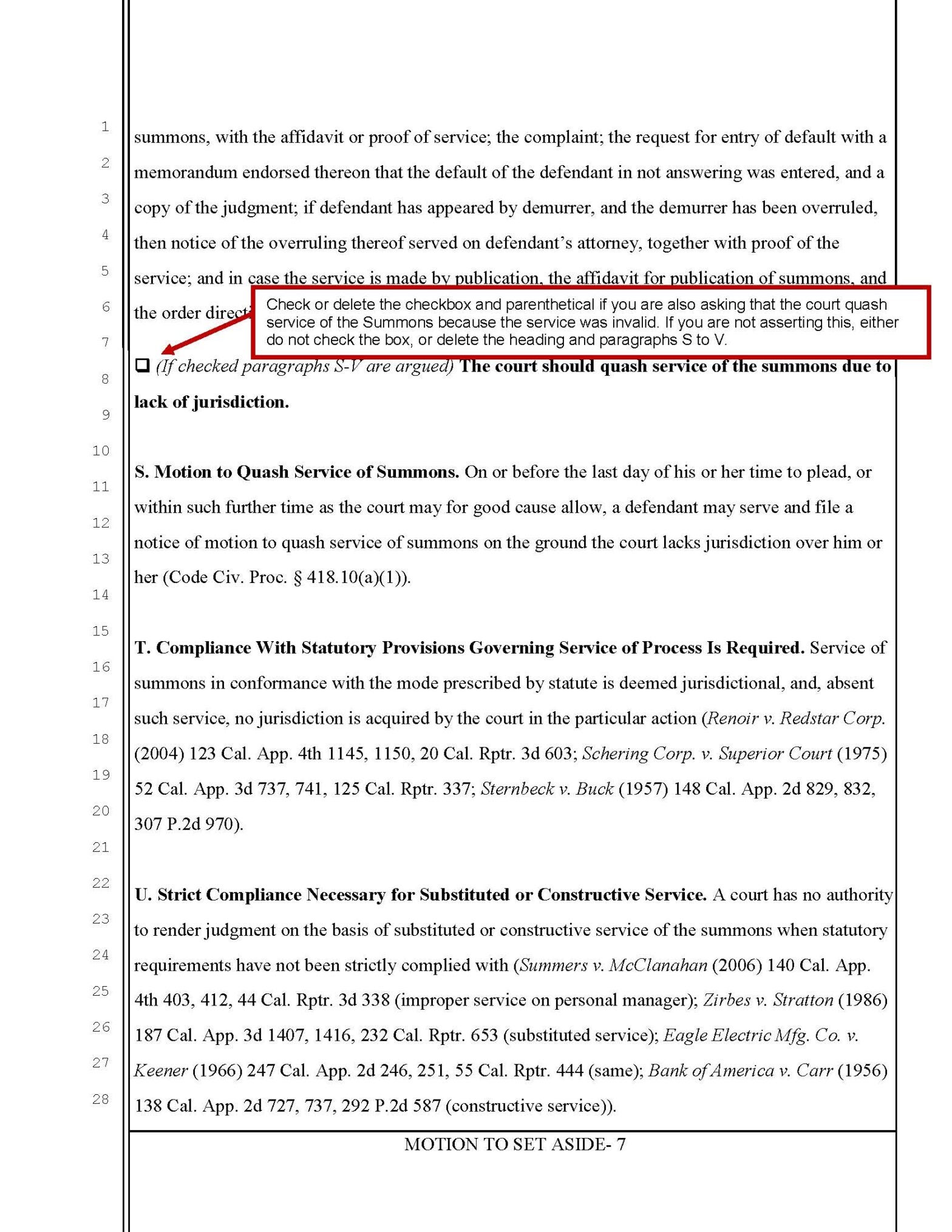 Motion to Set Aside (Relief from Default Judgment) Sacramento County