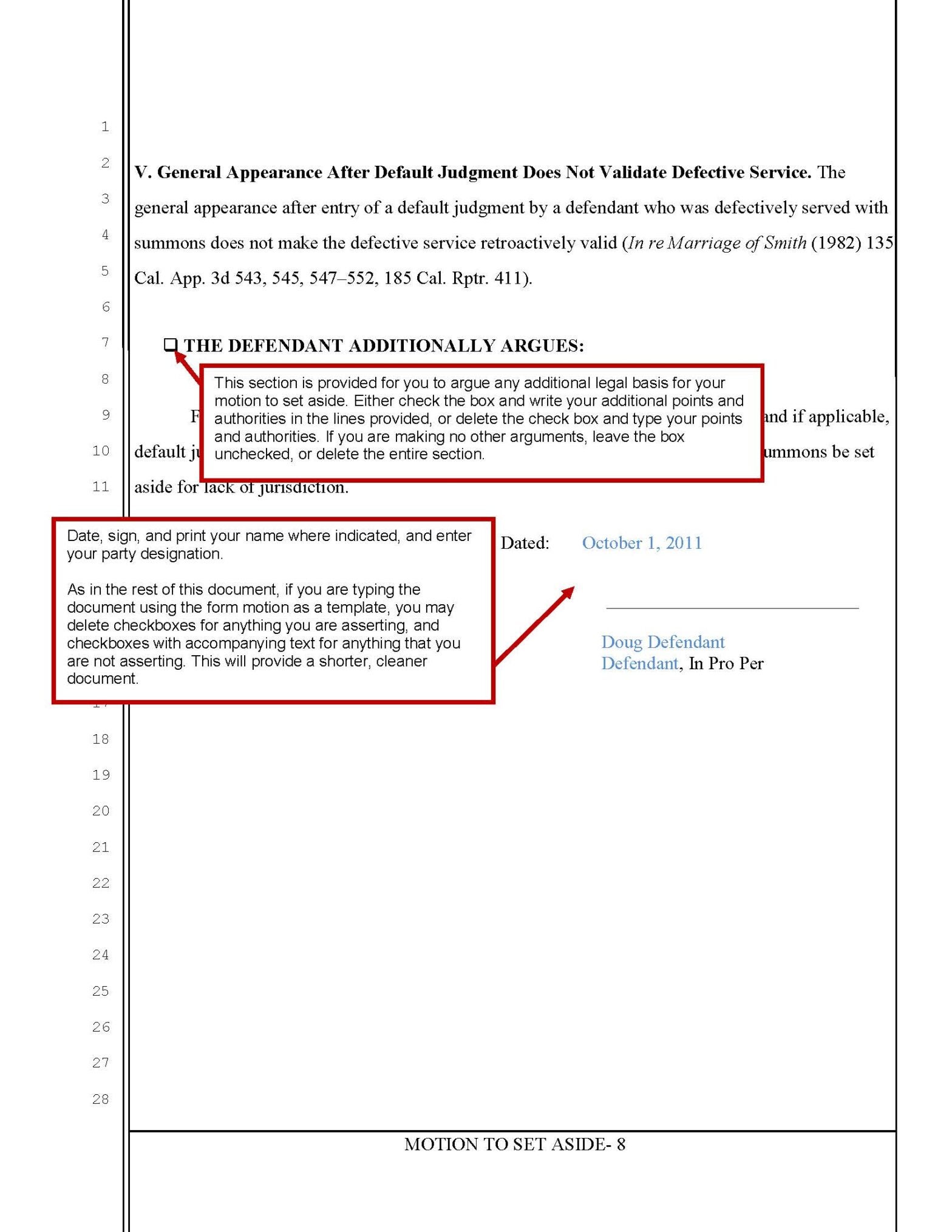 Motion to Set Aside (Relief from Default Judgment) Sacramento County