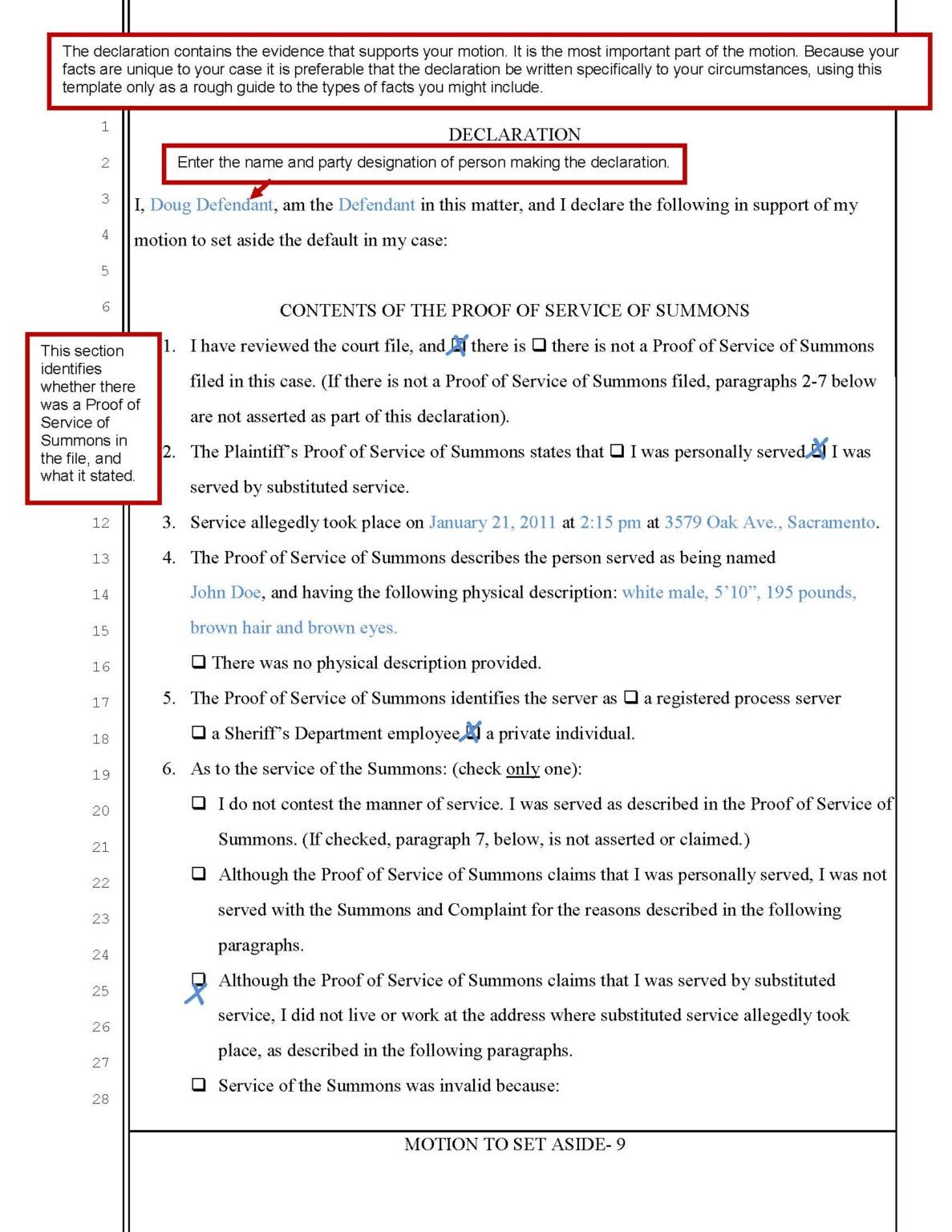 Motion to Set Aside (Relief from Default Judgment) Sacramento County