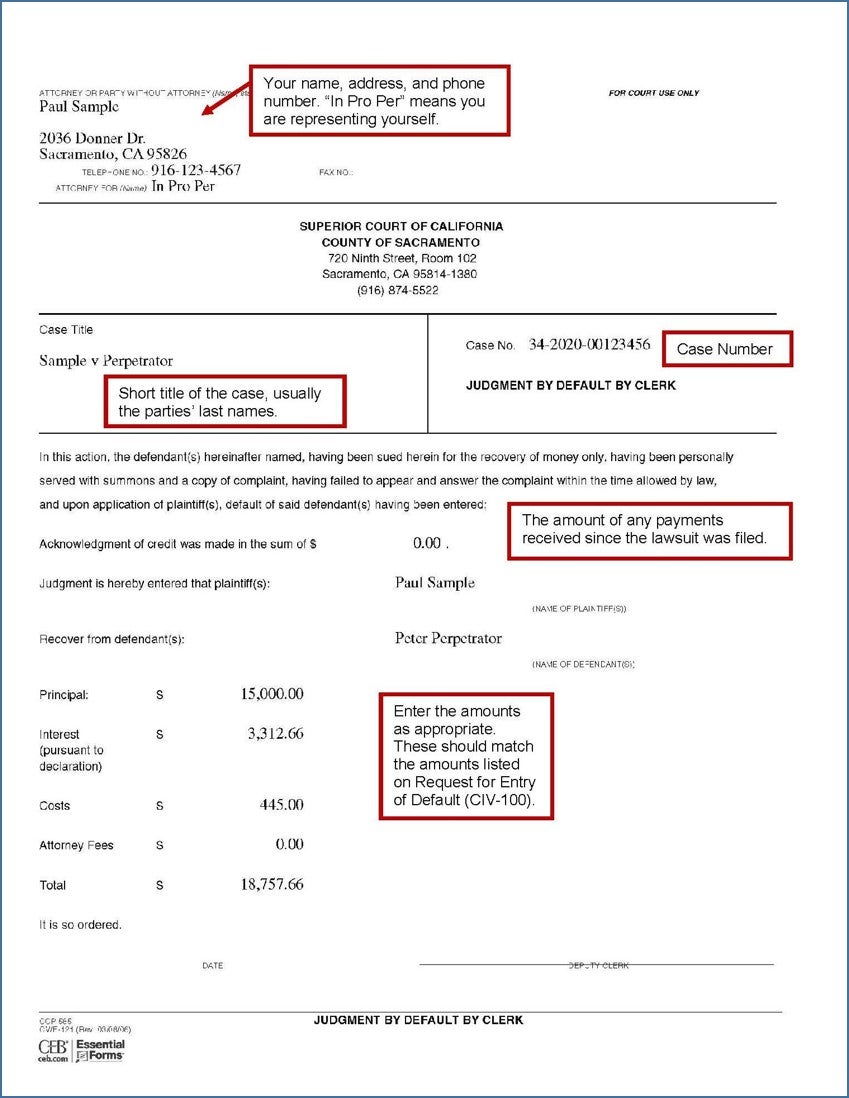 Request A Default Judgment By Clerk Sacramento County Public Law Library