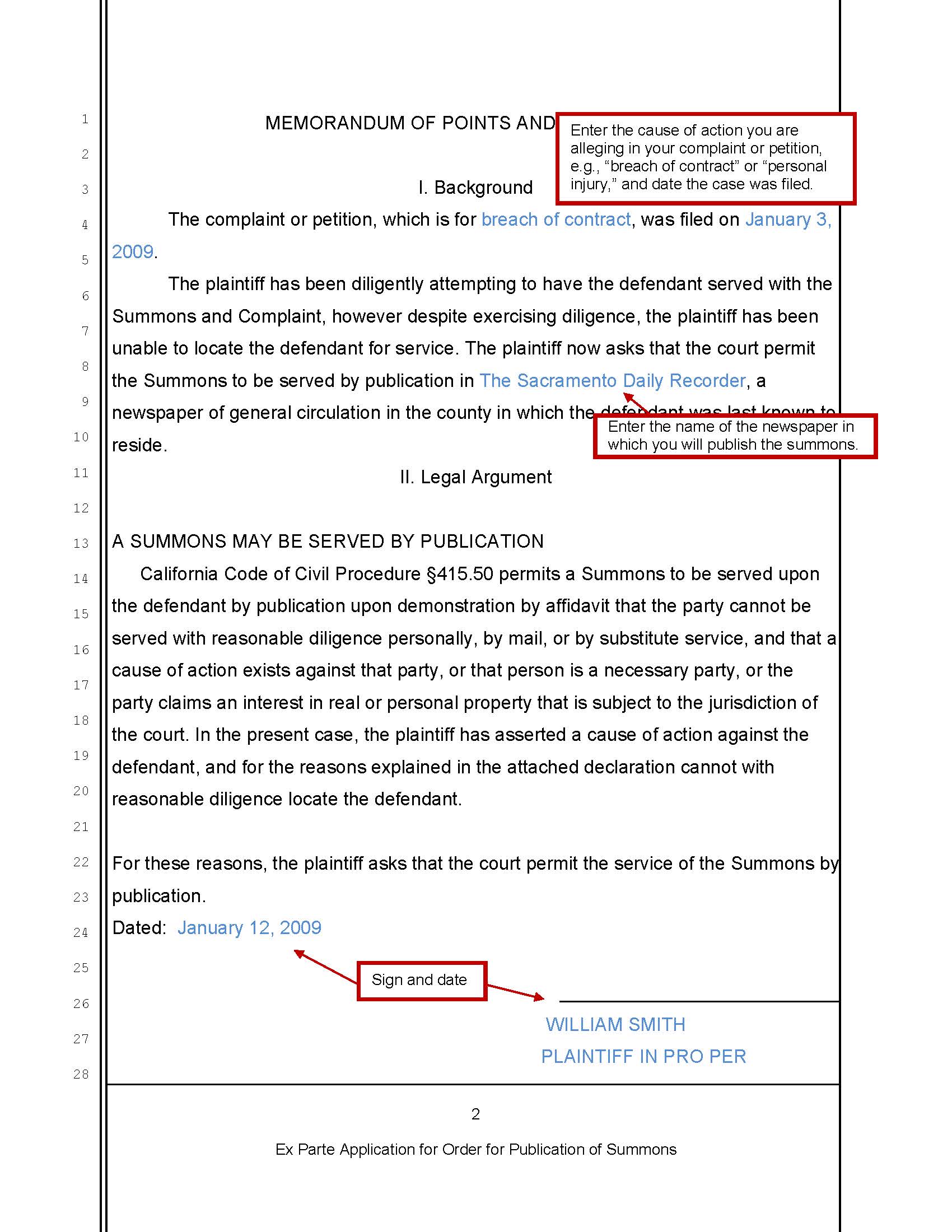 Publication of Summons - Sacramento County Public Law Library