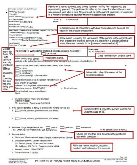 Withdrawing Funds from a Blocked Account - Sacramento County Public Law ...