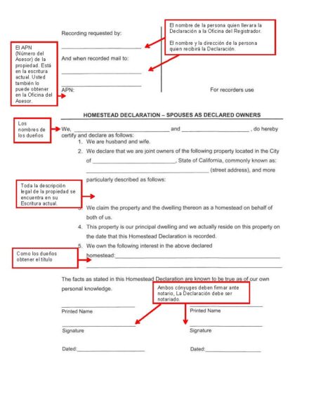 Declaración De Exención De Homestead Homestead Declaration Sacramento County Public Law Library 0512