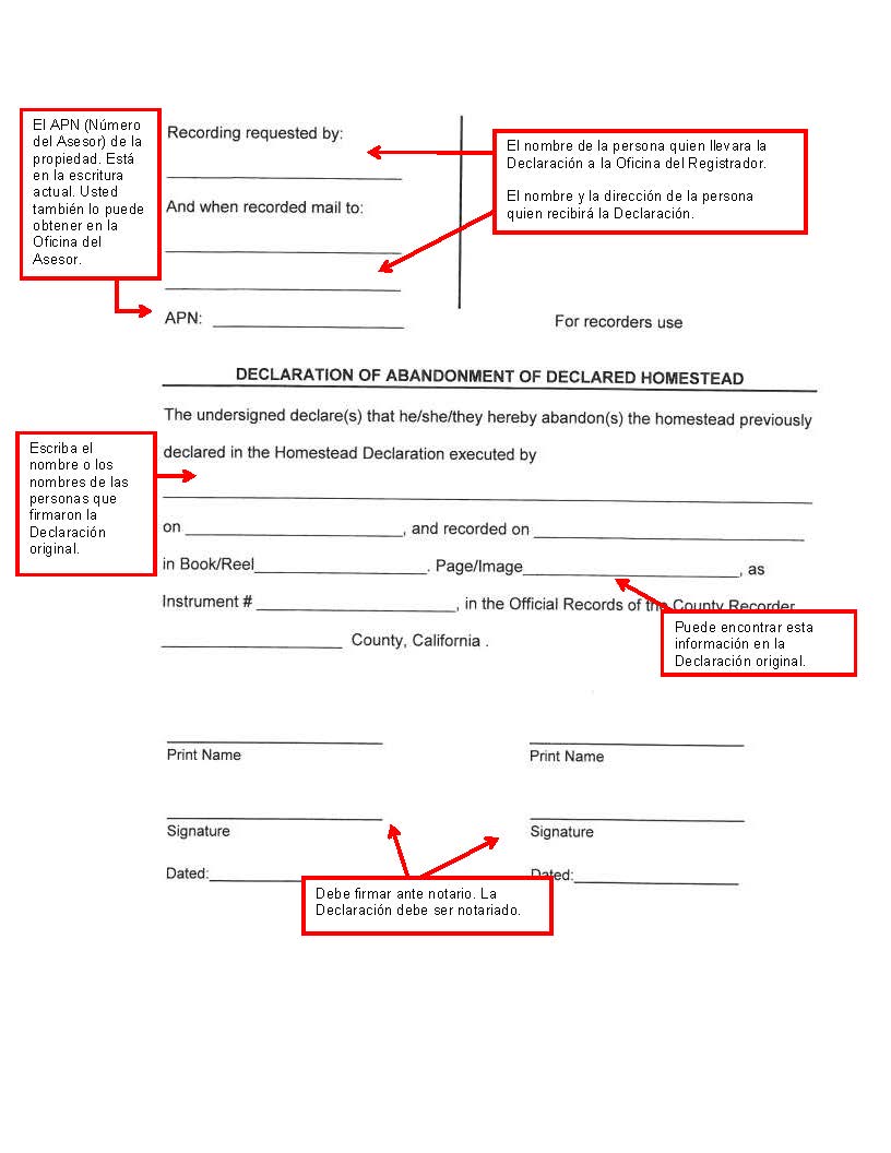 Declaración de exención de homestead (Homestead declaration