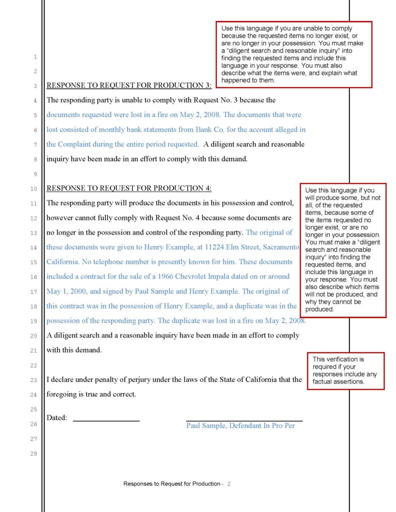 Responses to Request for Production (page 2)