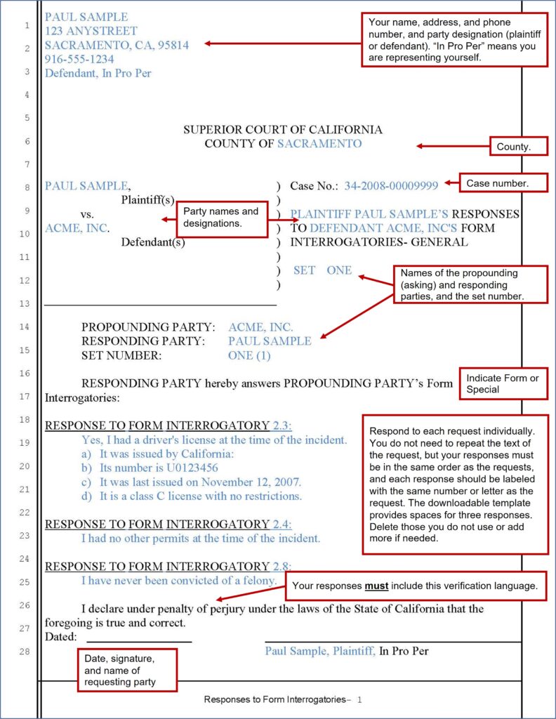 Discovery Responding To Interrogatories Sacramento County Public Law   Resp Int Sample 792x1024 