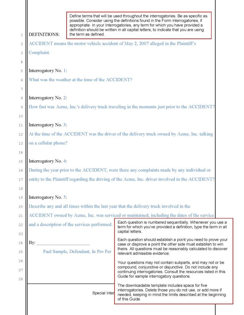 Special Interrogatories (page 2)