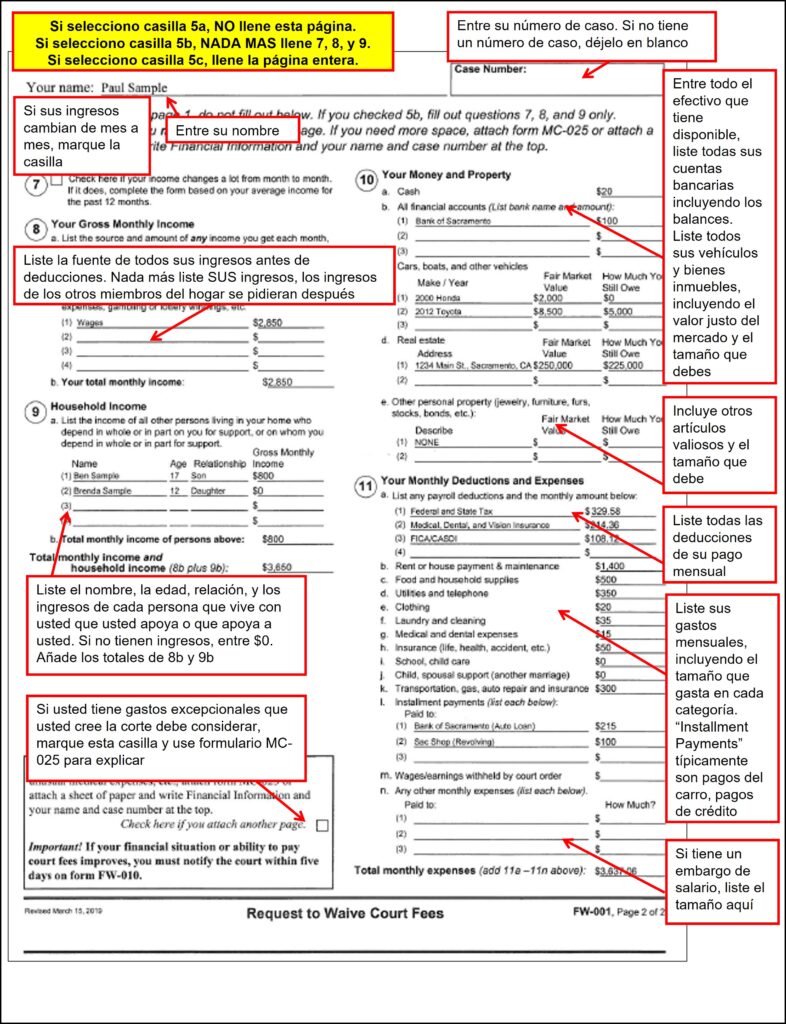 Request to Waive Fees (p. 2)