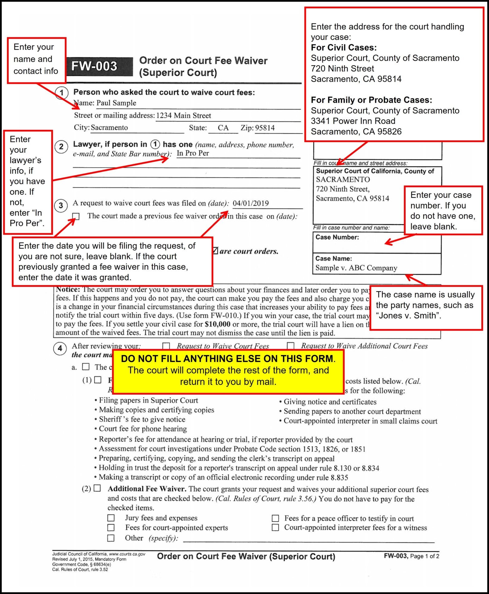 Fee Waivers Ask the Court to Waive or Lower the Cost of Fees Sacramento County Public Law Library