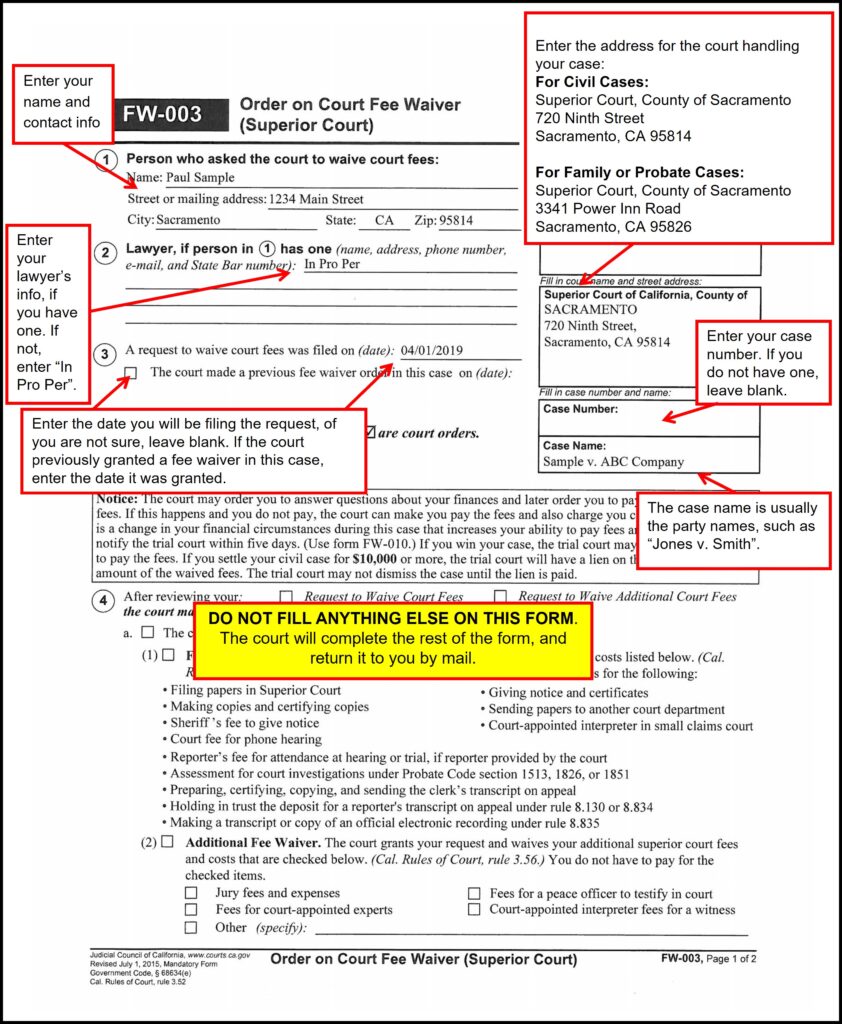 Order on Court Fee Waiver (page 1 of 2)