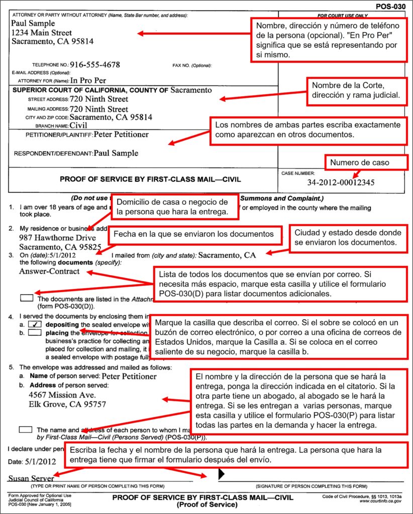 Proof of Service by First-Class Mail - Civil