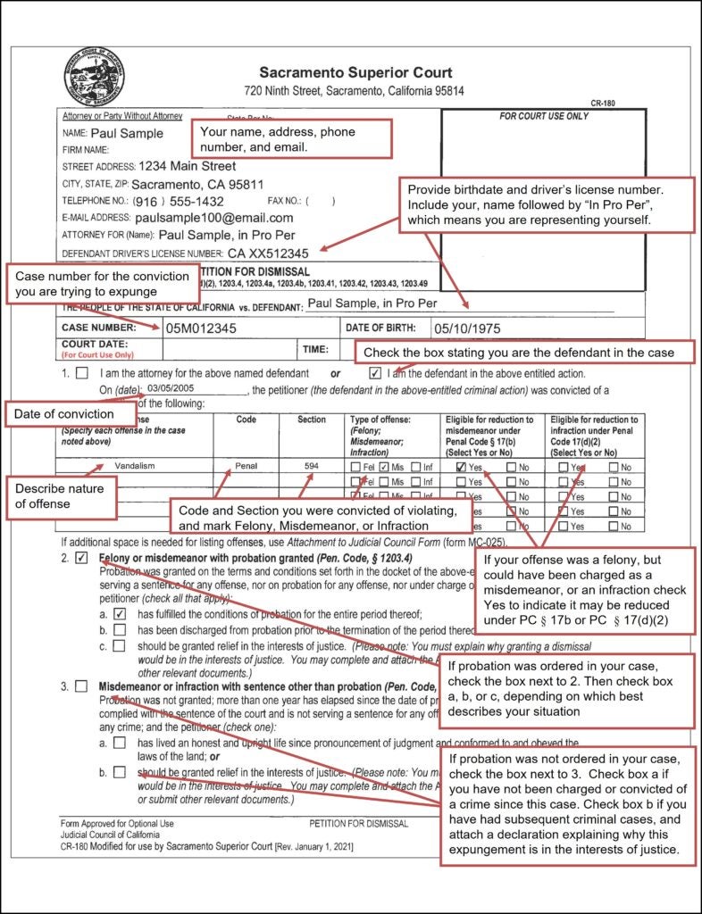 Petition for Dismissal (CR-180) (page 1)