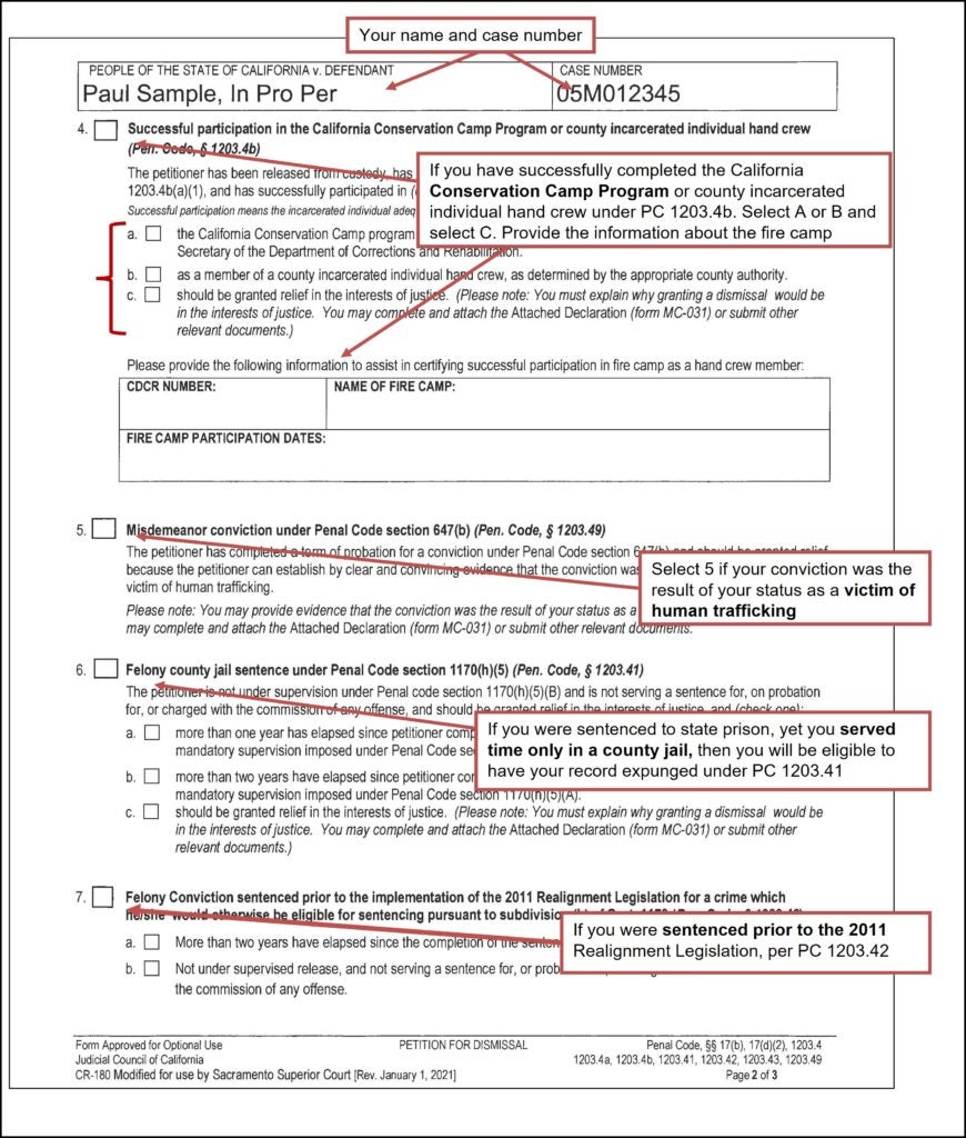 Petition for Dismissal (CR-180) (page 2)