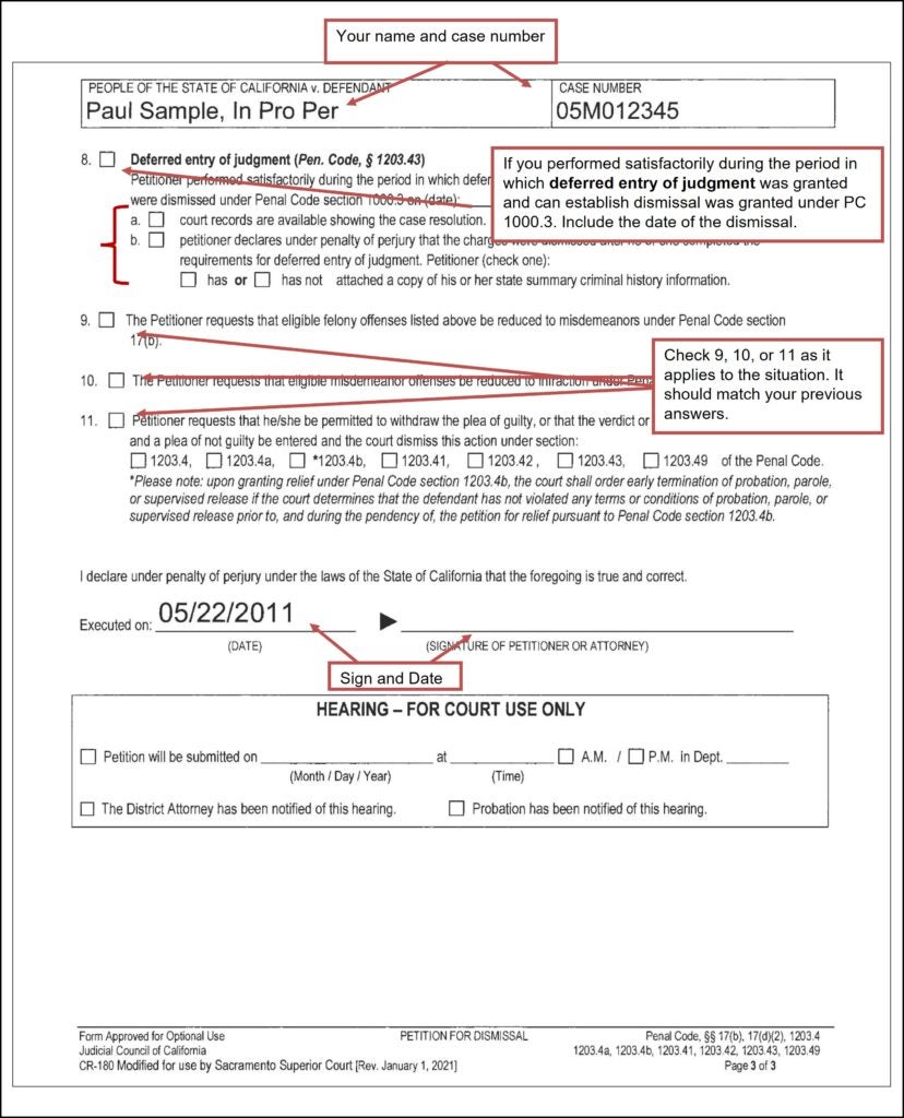 Petition for Dismissal (CR-180) (page 3)