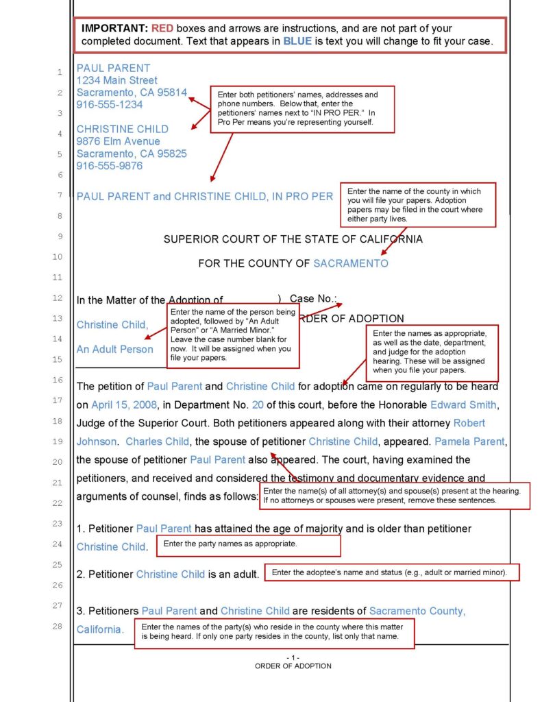 Order of Adoption (page 1)