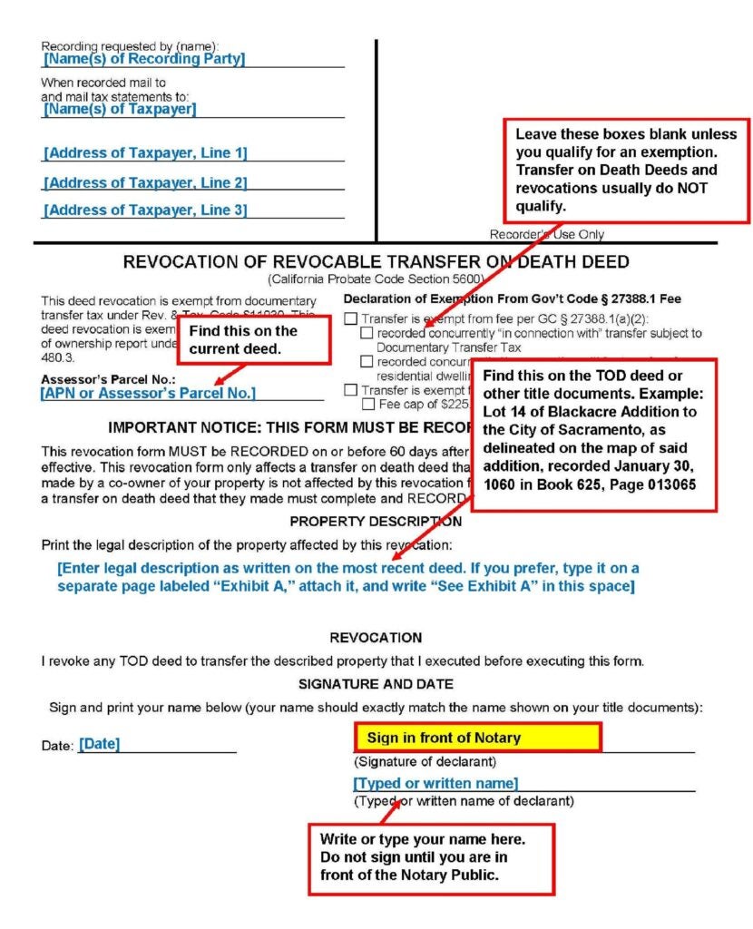 Revocation of Revocable Transfer on Death (TOD) Deed (page 1)