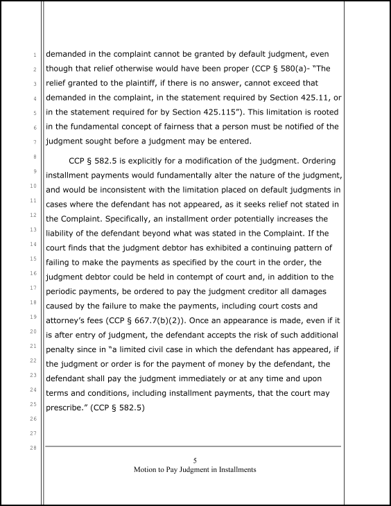 Motion to Pay Judgment in Installments (page 5)