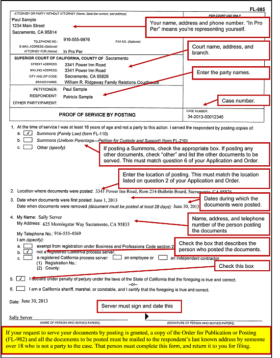 Proof of Service by Mail (FL-335)