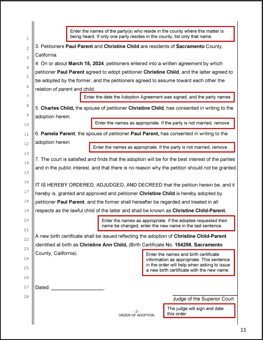 Adult Adoption - Sample Order of Adoption Page 2