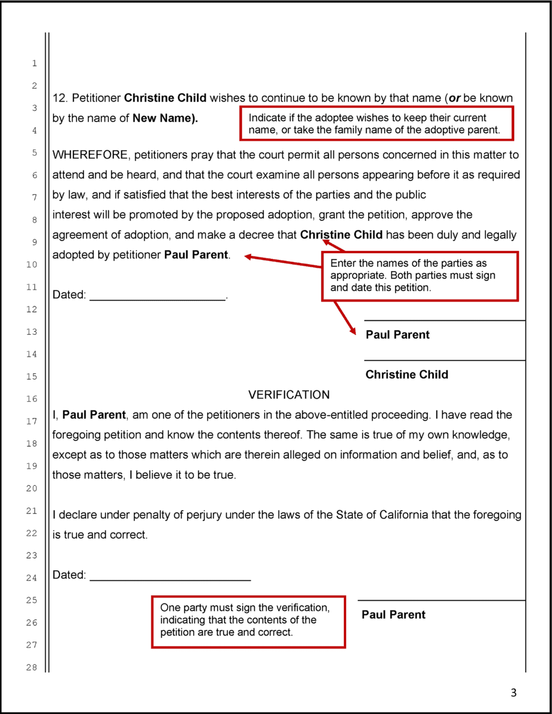 Adult Adoption - Sample Petition for Approval of Adult Adoption, page 3