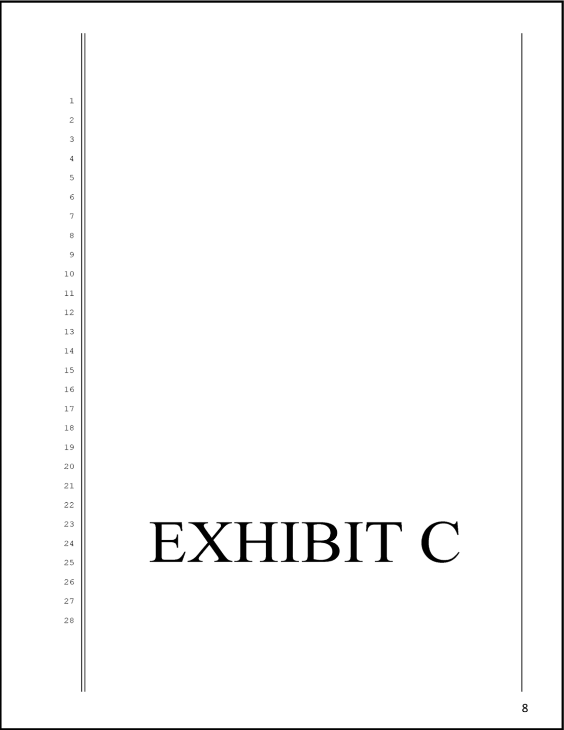 Adult Adoption - Sample Exhibit Cover Page C