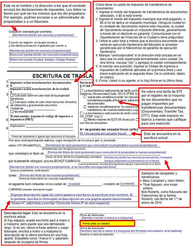 Ejemplo de "grant deed" -escritura de transferencia