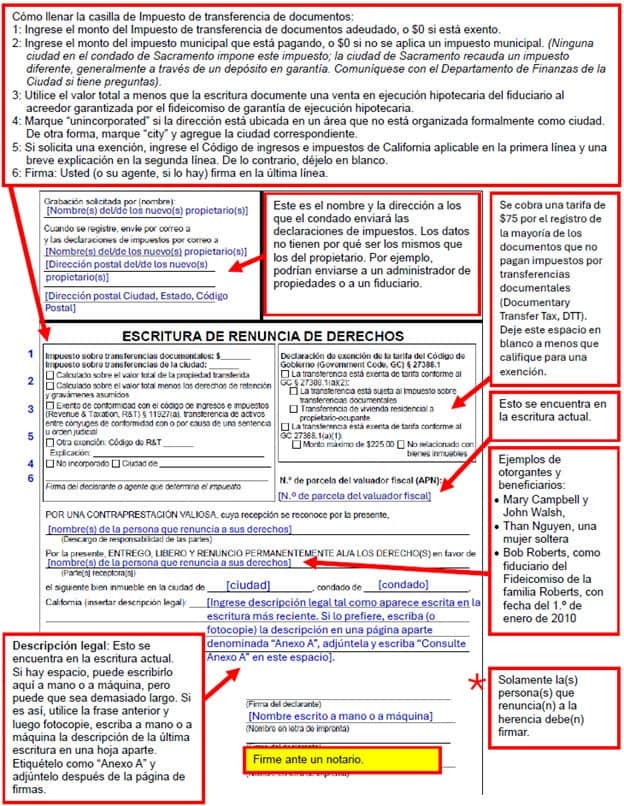 Ejemplo de "quitclaim deed" - escritura de renuncia de derechos