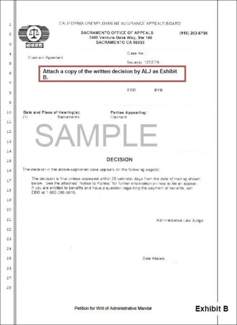 Sample Writ of Mandate, page 6, exhibit b