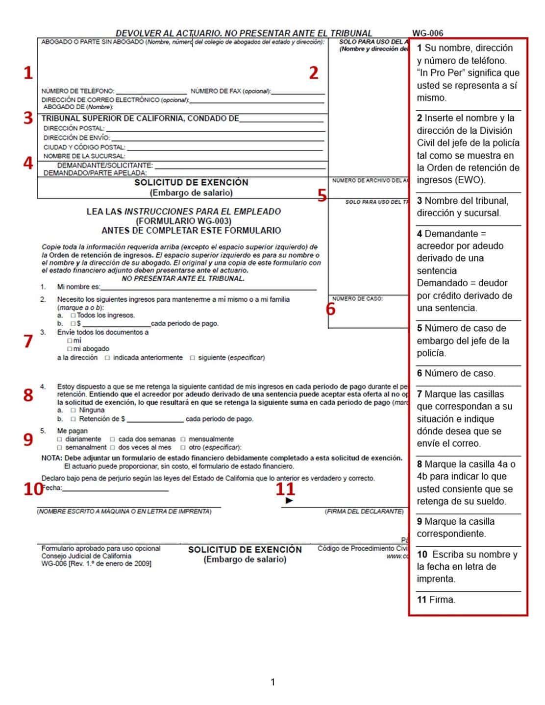 Muesta de Solicitud de exencion (WG-006)