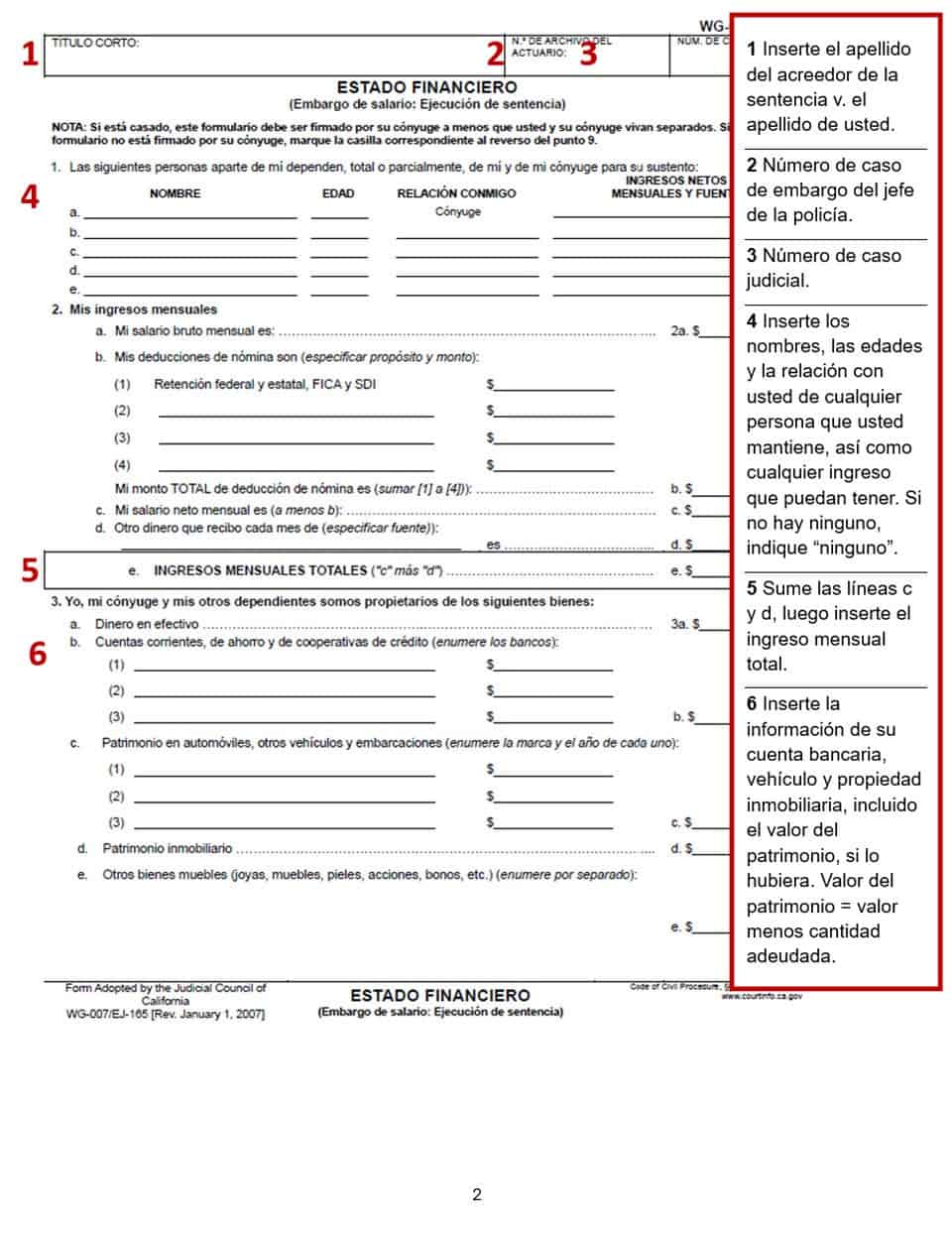 Muesta de Estado Financiero (WG-007) pagina 1